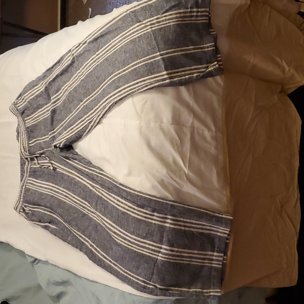 Old Navy, Linen Pants, wide leg, blue and white stripes